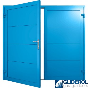 LIGHT-BLUE (RAL5012) Insulated Horizontal Wide Rib Side Hinged Garage Door