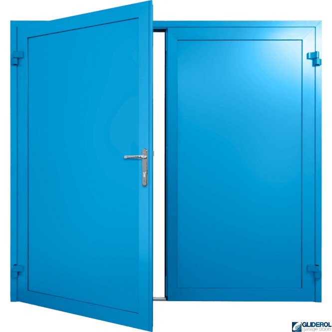 Gliderol LIGHT-BLUE (RAL5012) Insulated Solid Rib Side Hinged Garage Door