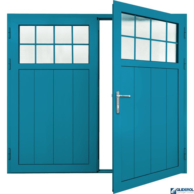 Gliderol LIGHT-BLUE (RAL5012) Insulated Traditional Vertical Medium Rib Side Hinged Garage Door