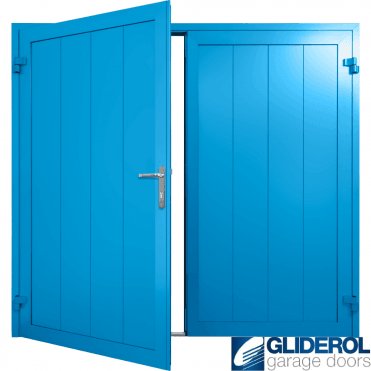 LIGHT-BLUE (RAL5012) Insulated Vertical Medium Rib Side Hinged Garage Door