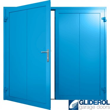 LIGHT-BLUE (RAL5012) Insulated Vertical Wide Rib Side Hinged Garage Door