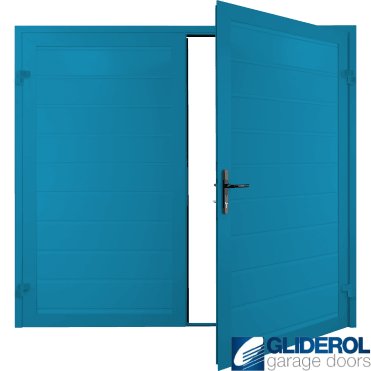 LIGHT BLUE (RAL5012) Premium Horizontal Medium Rib (non-insulated) Side Hinged Garage Door