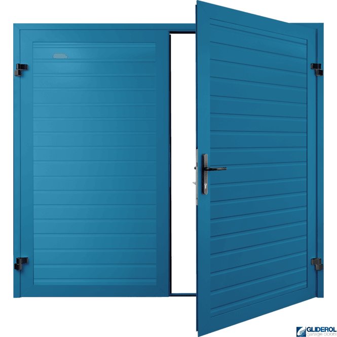 Gliderol LIGHT BLUE (RAL5012) Premium Horizontal Standard Rib (non-insulated) Side Hinged Garage Door