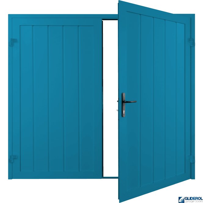 Gliderol LIGHT BLUE (RAL5012) Premium Vertical Medium Rib (non-insulated) Side Hinged Garage Door