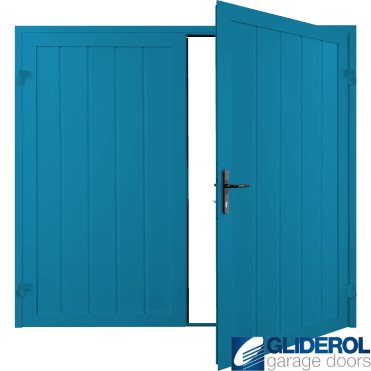 LIGHT BLUE (RAL5012) Premium Vertical Medium Rib (non-insulated) Side Hinged Garage Door