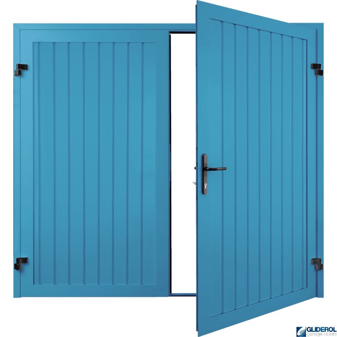 Gliderol LIGHT BLUE (RAL5012) Premium Vertical Standard Rib (non-insulated) Side Hinged Garage Door
