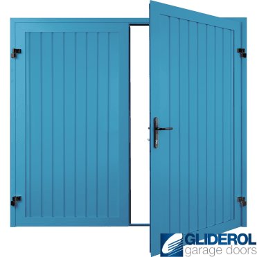 LIGHT BLUE (RAL5012) Premium Vertical Standard Rib (non-insulated) Side Hinged Garage Door