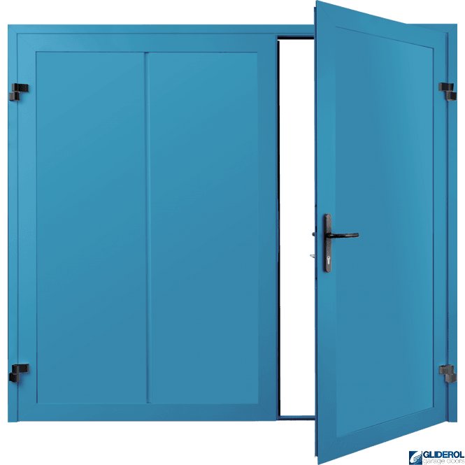 Gliderol LIGHT BLUE (RAL5012) Premium Vertical Wide Rib (non-insulated) Side Hinged Garage Door