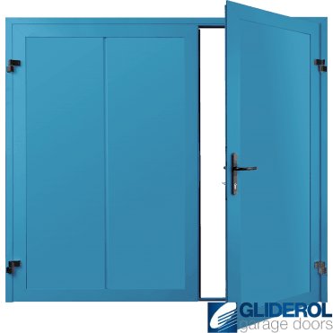 LIGHT BLUE (RAL5012) Premium Vertical Wide Rib (non-insulated) Side Hinged Garage Door