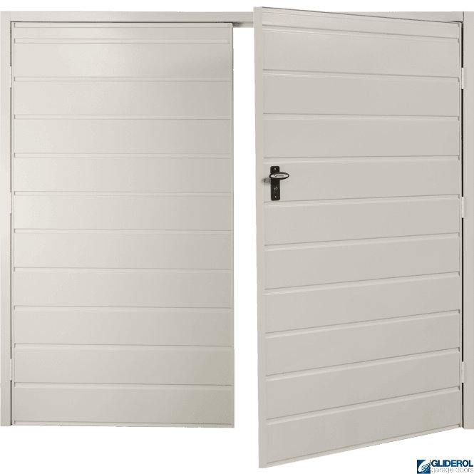 Gliderol LIGHT GREY (RAL7035) Budget Horizontal Medium Rib Side Hinged Garage Door