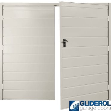 LIGHT GREY (RAL7035) Budget Horizontal Medium Rib Side Hinged Garage Door
