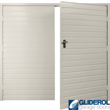 LIGHT GREY (RAL7035) Budget Horizontal Standard Rib Side Hinged Garage Door