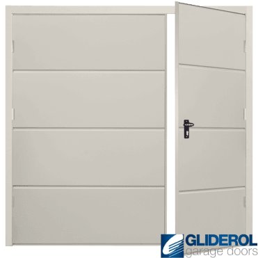 LIGHT GREY (RAL7035) Budget Horizontal Wide Rib Side Hinged Garage Door