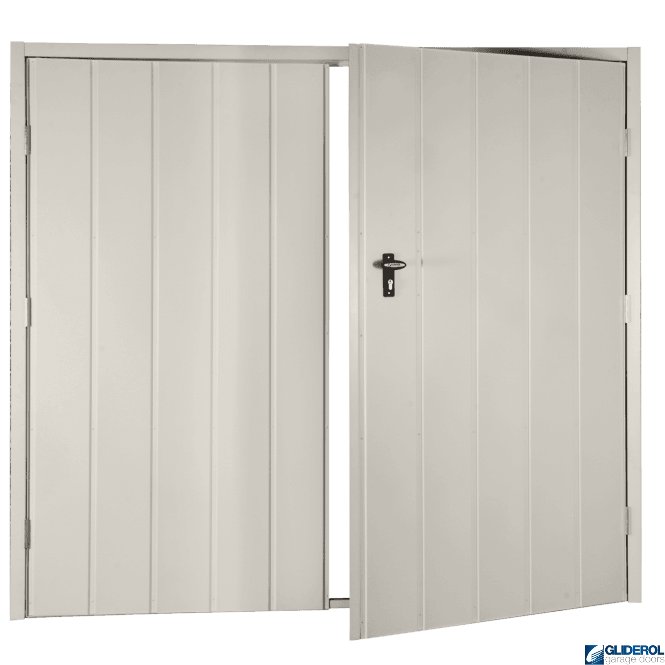 Gliderol LIGHT GREY (RAL7035) Budget Vertical Medium Rib Side Hinged Garage Door