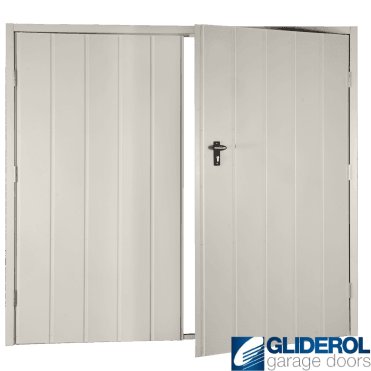LIGHT GREY (RAL7035) Budget Vertical Medium Rib Side Hinged Garage Door