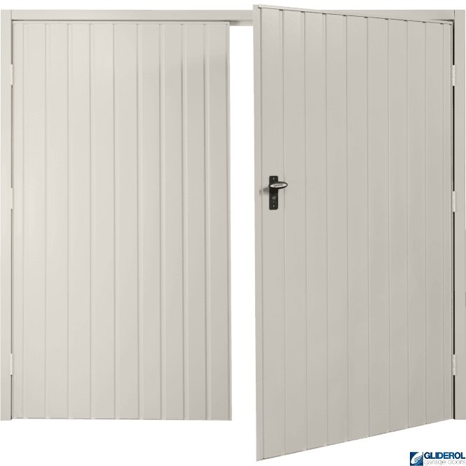 Gliderol LIGHT GREY (RAL7035) Budget Vertical Standard Rib Side Hinged Garage Door