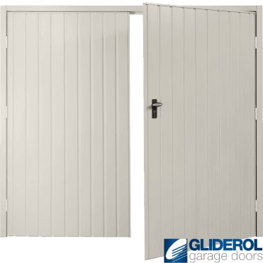 LIGHT GREY (RAL7035) Budget Vertical Standard Rib Side Hinged Garage Door