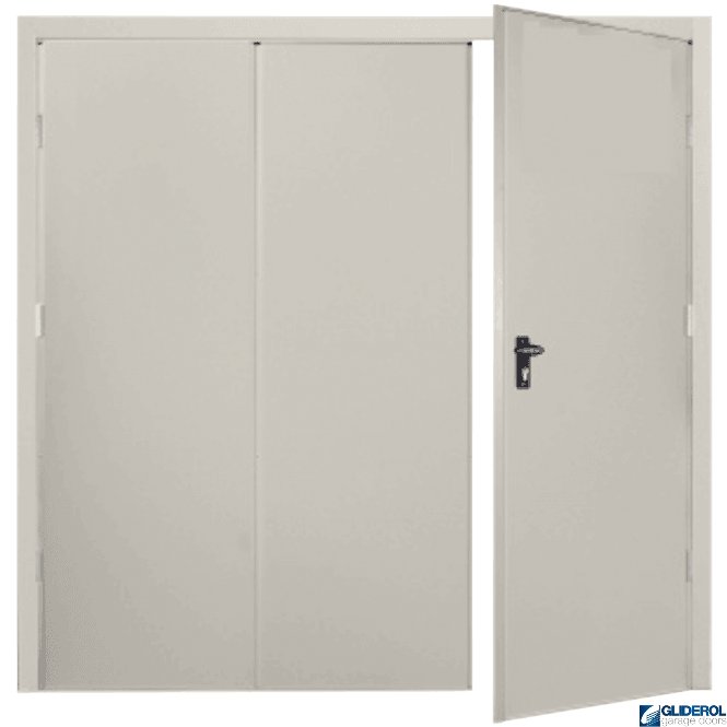 Gliderol LIGHT GREY (RAL7035) Budget Vertical Wide Rib Side Hinged Garage Door