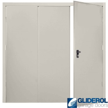 LIGHT GREY (RAL7035) Budget Vertical Wide Rib Side Hinged Garage Door