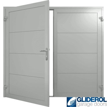 LIGHT-GREY (RAL7035) Insulated Horizontal Wide Rib Side Hinged Garage Door