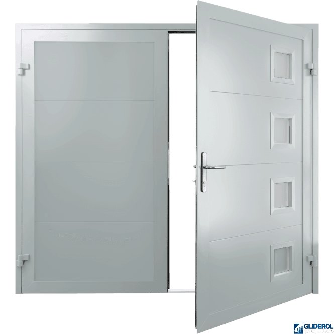 Gliderol LIGHT-GREY (RAL7035) Insulated Porthole Side Hinged Garage Door