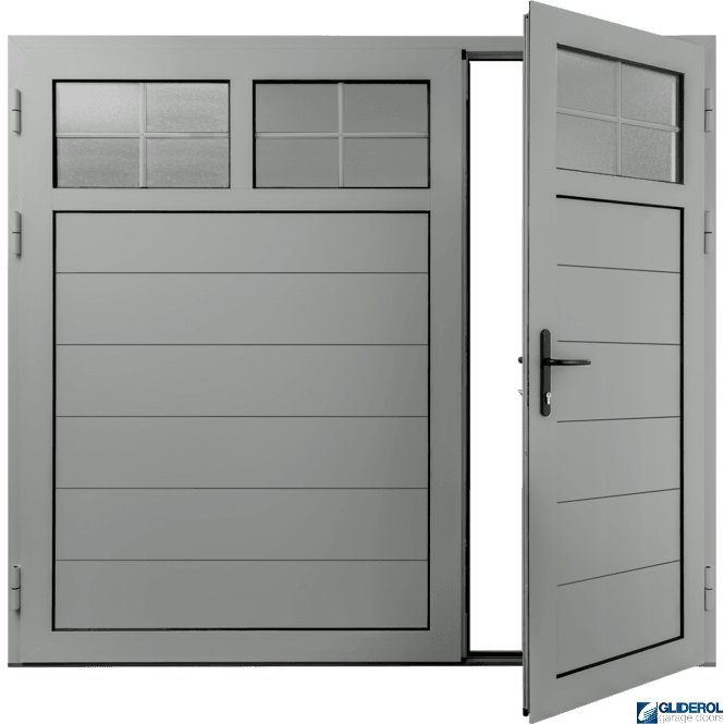Gliderol LIGHT-GREY (RAL7035) Insulated Traditional Horizontal Medium Rib Side Hinged Garage Door (1/3)