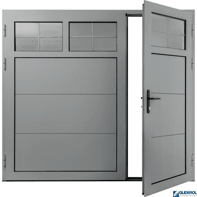 Gliderol LIGHT-GREY (RAL7035) Insulated Traditional Horizontal Wide Rib Side Hinged Garage Door (1/3)