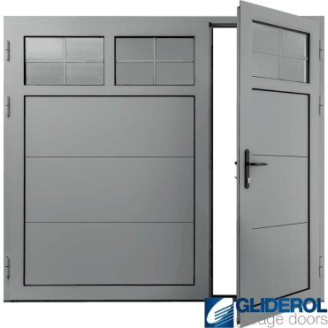 LIGHT-GREY (RAL7035) Insulated Traditional Horizontal Wide Rib Side Hinged Garage Door (1/3)