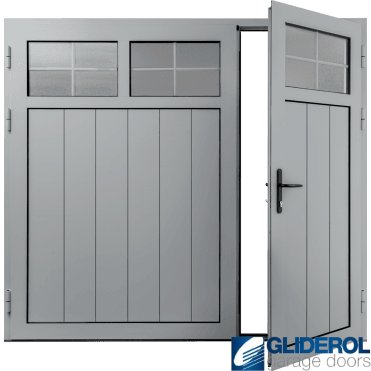 LIGHT-GREY (RAL7035) Insulated Traditional Vertical Medium Rib Side Hinged Garage Door (1/3)