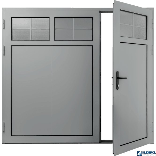 Gliderol LIGHT-GREY (RAL7035) Insulated Traditional Vertical Wide Rib Side Hinged Garage Door (1/3)