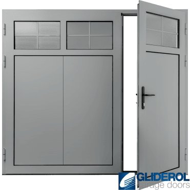 LIGHT-GREY (RAL7035) Insulated Traditional Vertical Wide Rib Side Hinged Garage Door (1/3)