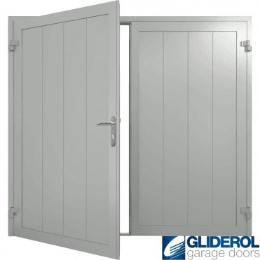 LIGHT-GREY (RAL7035) Insulated Vertical Medium Rib Side Hinged Garage Door
