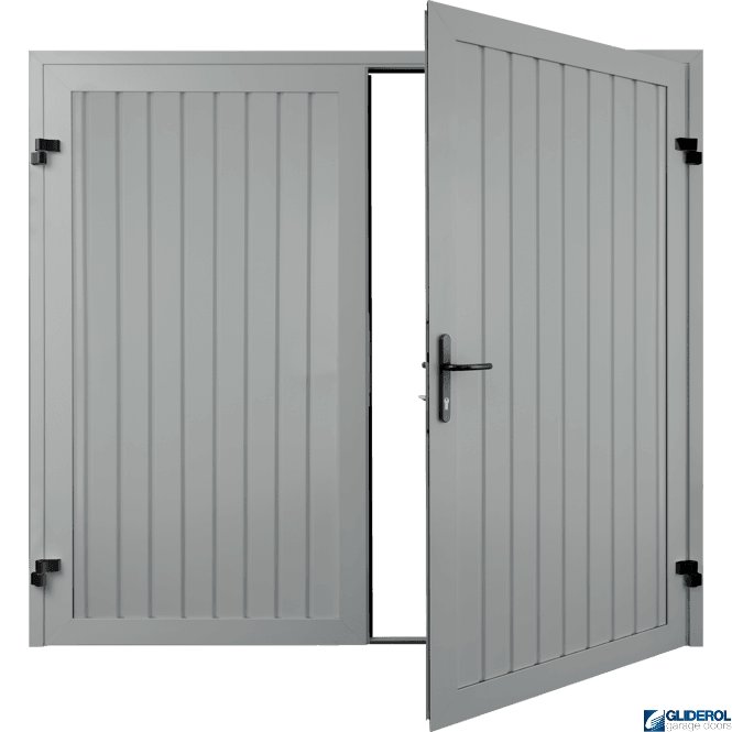 Gliderol LIGHT GREY (RAL7035) Premium Vertical Standard Rib (non-insulated) Side Hinged Garage Door