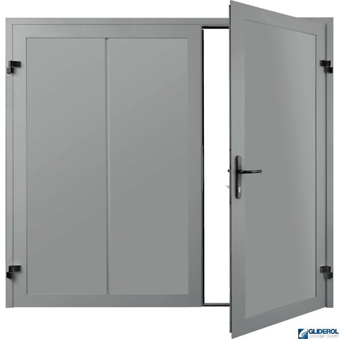 Gliderol LIGHT GREY (RAL7035) Premium Vertical Wide Rib (non-insulated) Side Hinged Garage Door