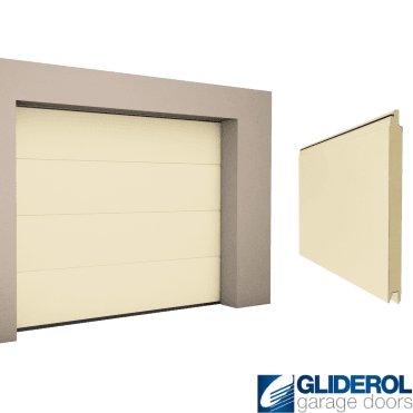 LIGHT IVORY (RAL1015) L-Rib smooth Sectional Garage Door