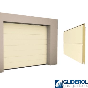 LIGHT IVORY (RAL1015) M-Rib woodgrain Sectional Garage Door