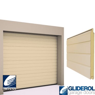 LIGHT IVORY (RAL1015) S-Rib woodgrain Sectional Garage Door