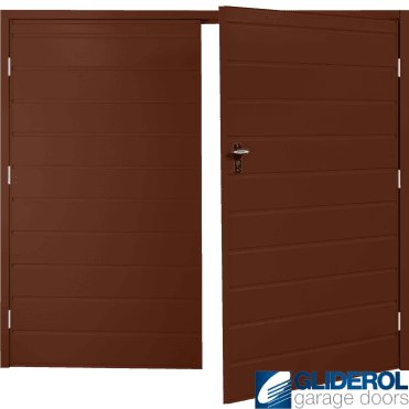 MAHOGANY BROWN (RAL8016) Budget Horizontal Medium Rib Side Hinged Garage Door