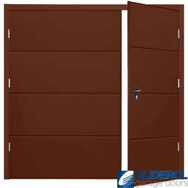 MAHOGANY BROWN (RAL8016) Budget Horizontal Wide Rib Side Hinged Garage Door