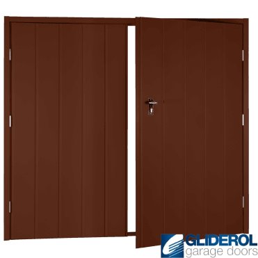 MAHOGANY BROWN (RAL8016) Budget Vertical Medium Rib Side Hinged Garage Door