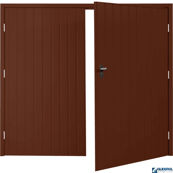 Gliderol MAHOGANY BROWN (RAL8016) Budget Vertical Standard Rib Side Hinged Garage Door