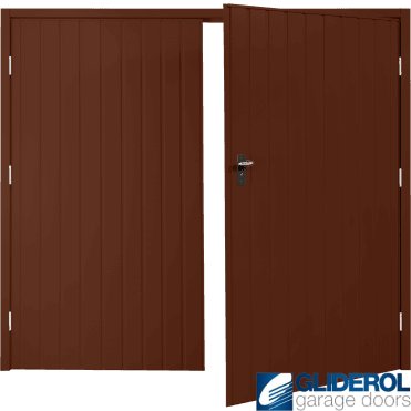 MAHOGANY BROWN (RAL8016) Budget Vertical Standard Rib Side Hinged Garage Door