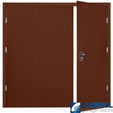 MAHOGANY BROWN (RAL8016) Budget Vertical Wide Rib Side Hinged Garage Door