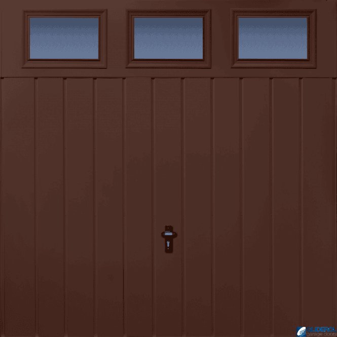 Gliderol MAHOGANY-BROWN (RAL8016) Chester Vertical Medium Rib with Windows