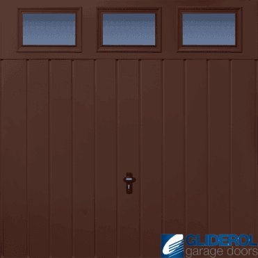 MAHOGANY-BROWN (RAL8016) Chester Vertical Medium Rib with Windows