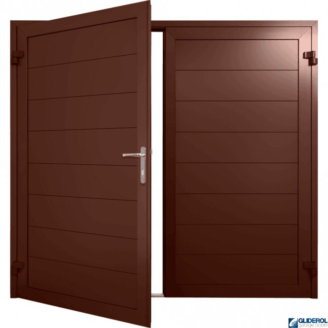 Gliderol MAHOGANY-BROWN (RAL8016) Insulated Horizontal Medium Rib Side Hinged Garage Door