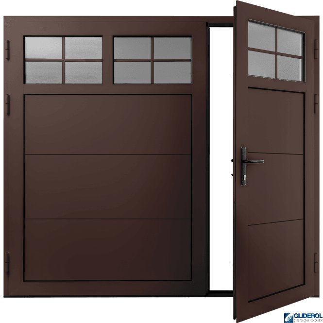 Gliderol MAHOGANY-BROWN (RAL8016) Insulated Traditional Horizontal Wide Rib Side Hinged Garage Door (1/3)