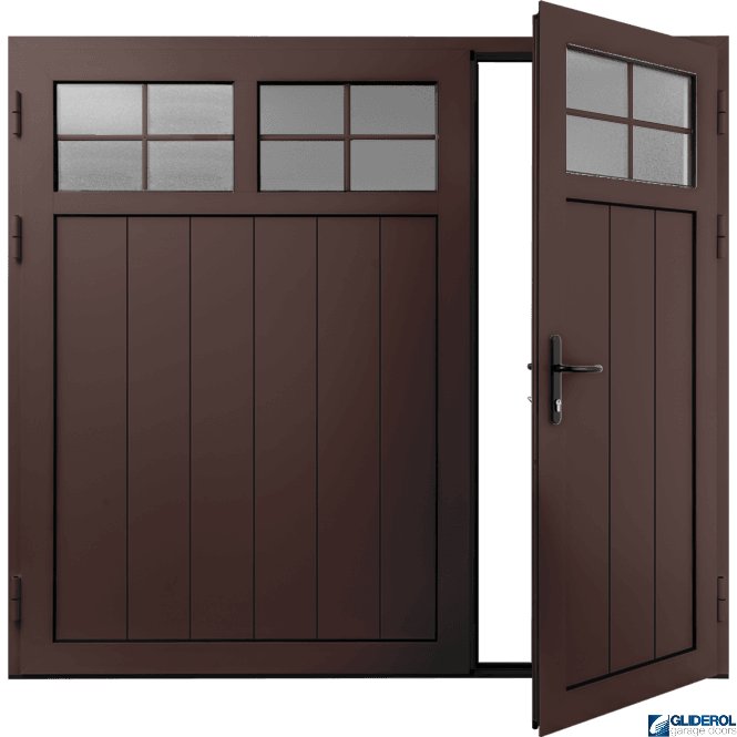 Gliderol MAHOGANY-BROWN (RAL8016) Insulated Traditional Vertical Medium Rib Side Hinged Garage Door (1/3)