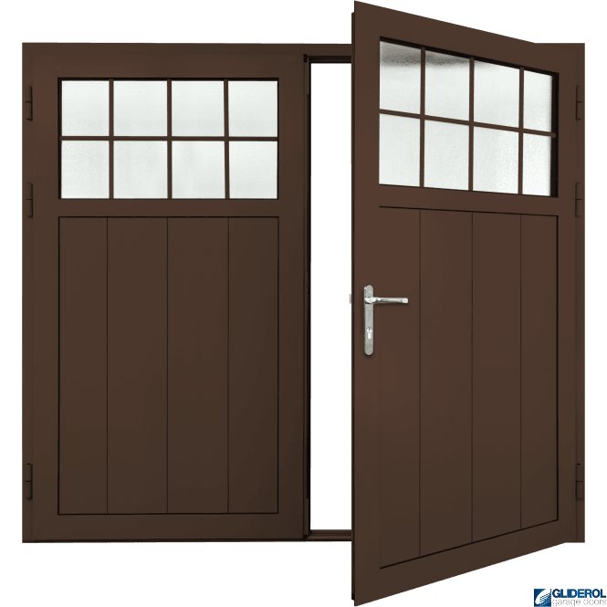 Gliderol MAHOGANY-BROWN (RAL8016) Insulated Traditional Vertical Medium Rib Side Hinged Garage Door