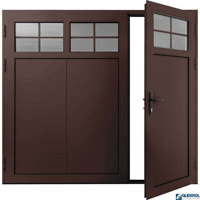 Gliderol MAHOGANY-BROWN (RAL8016) Insulated Traditional Vertical Wide Rib Side Hinged Garage Door (1/3)